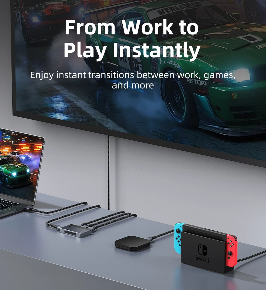 CABLETIME 3-in-1-HDMI-Umschalter 4K 60 Hz HDMI-Splitter für HDTV Xiaomi Mi Box PS5 3-in-1-Ausgang HDMI-Schalter für Laptop MacBook – Detail 3