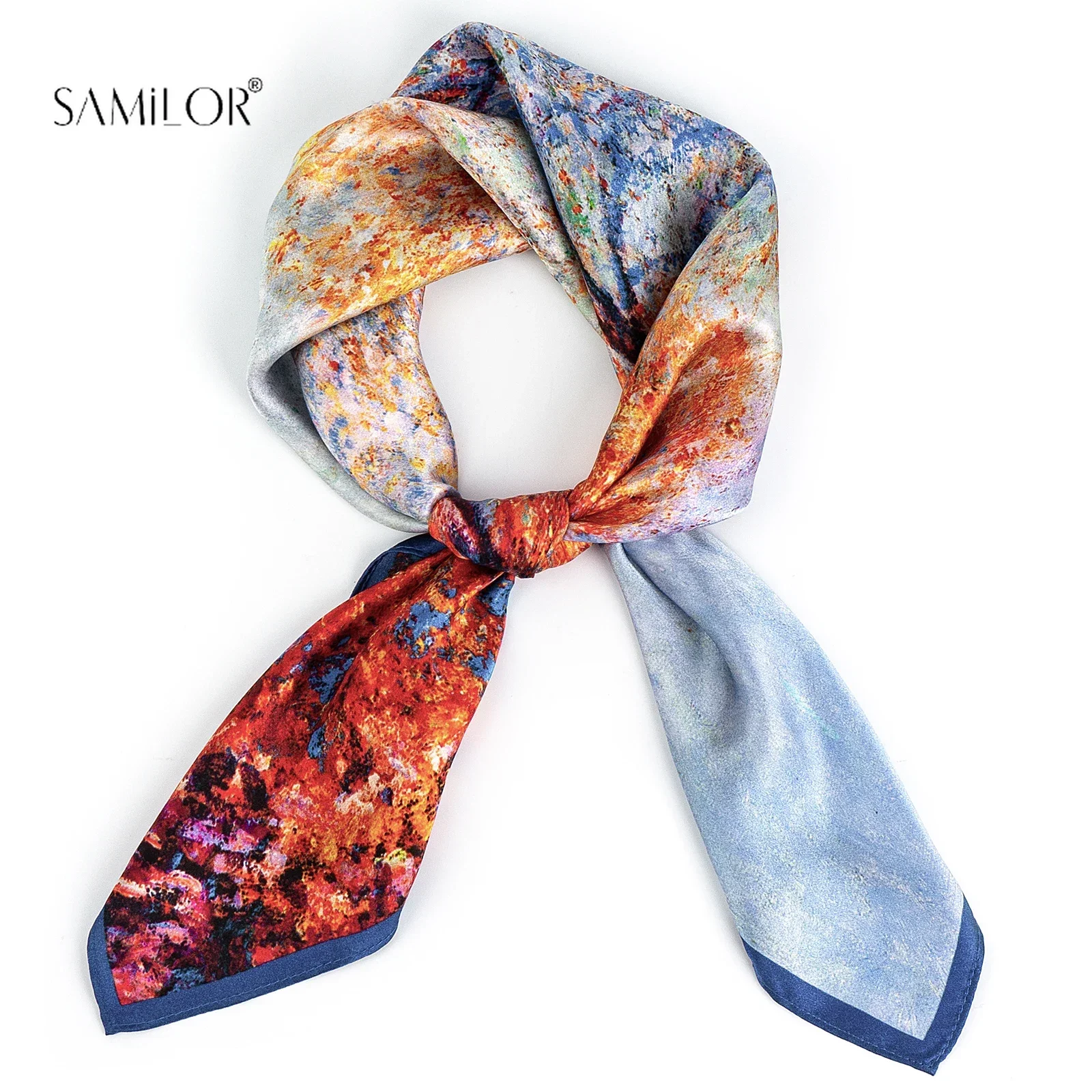 

2024 Luxury Print Female Silk Neck Scarf Square Hair Scarves Foulard Head Band Shawls Wraps Neckerchief Bandana Women