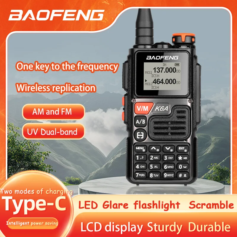 baofeng UVK6 Walkie Talkie Am Fm Two Way Radio Commutator Station Ham Wireless Set Long Range Receiver Quansheng UV-K6