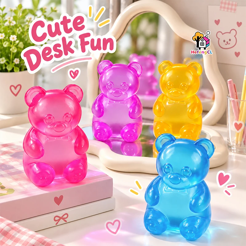 Cute Gummy Bear Squishy Toy, Soft Maltose Jelly Texture Squeeze Toy, Colorful Bear Shaped Fidget Toy, Party Favor, Classroom Pri