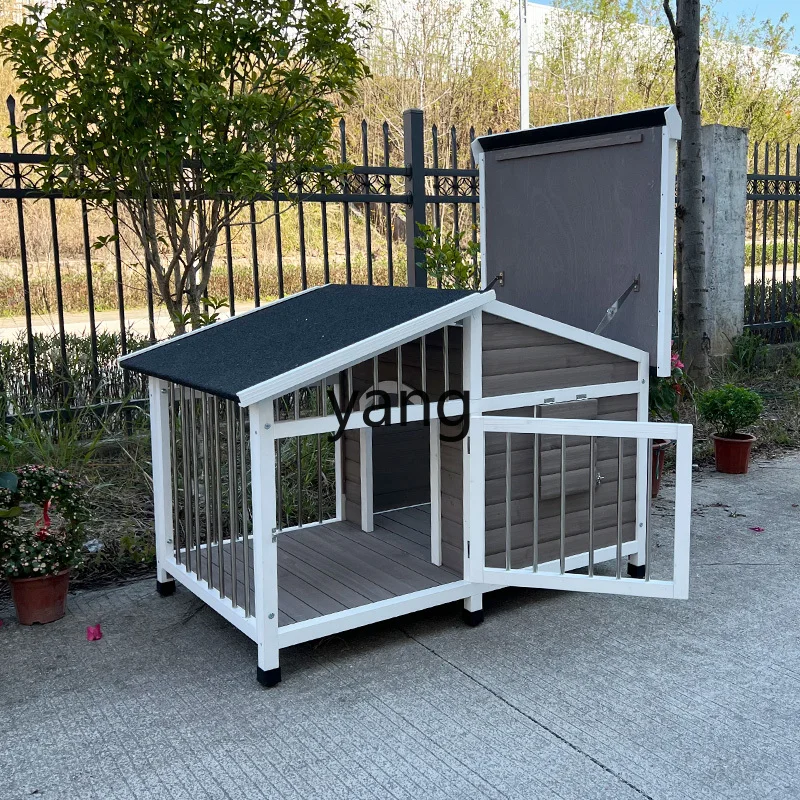 LMM Solid Wood Dog House Rainproof Anti-Corrosion Wooden Cat Dog Cage Indoor and Outdoor Dog Playpen