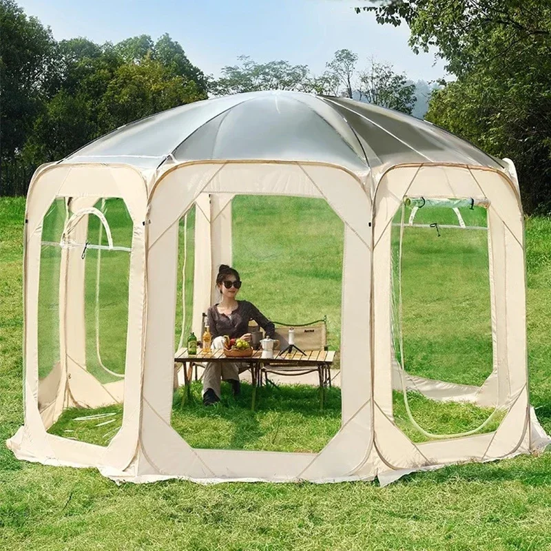 Nueva tienda de campaña con forma de estrella, casa de burbujas transparente, sala de sol para 4-10 personas, patio de PVC, cobertizo para restaurante, suministros para acampar al aire libre
