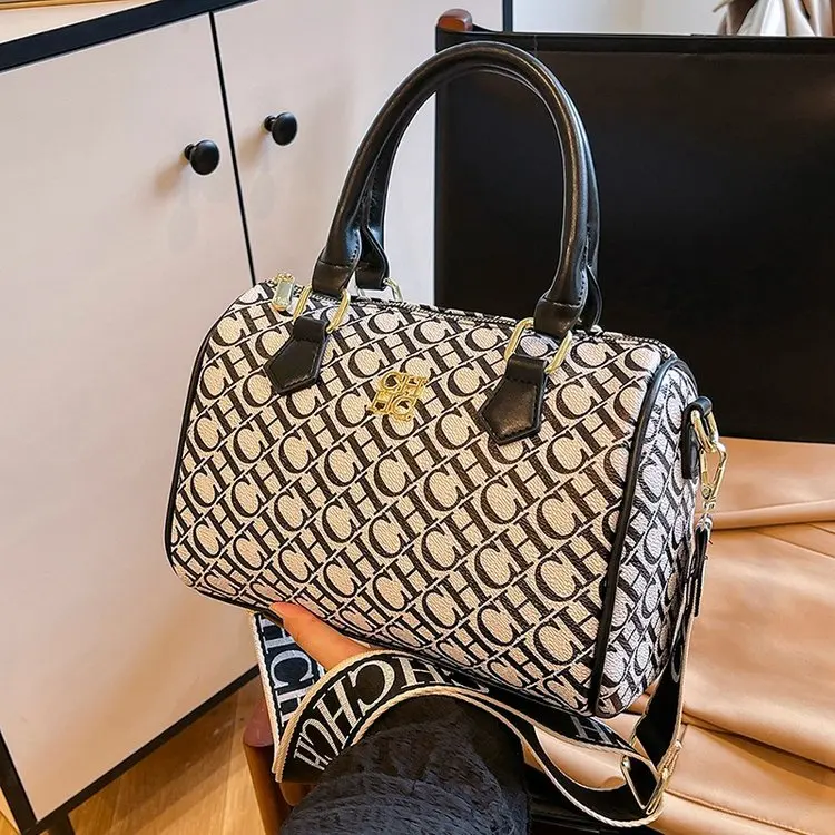 

Новая женская сумка Boston осень 2026, с ретро-принтом, регулируемым ремнем через плечо, сумка-тоут с верхней ручкой для работы и путешествий