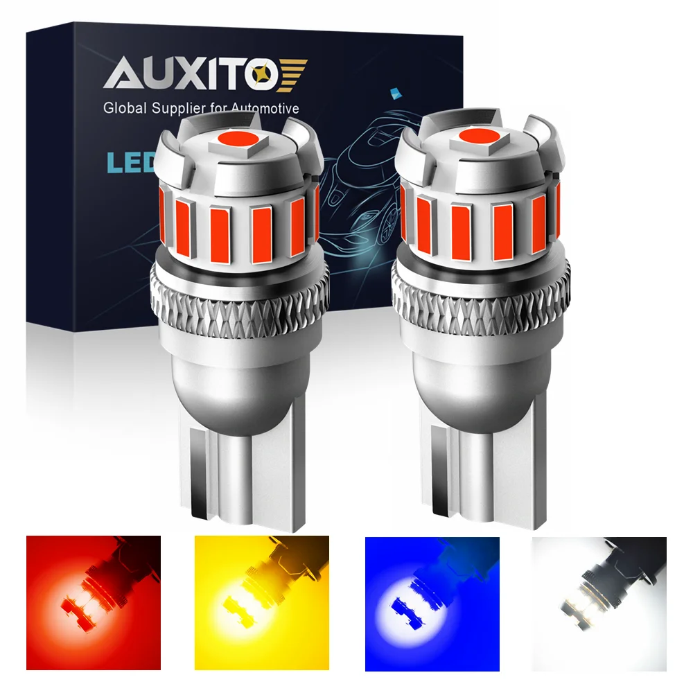 

AUXITO 2x Blue White W5W T10 LED Canbus Light Bulb 12V Red Yellow 194 168 Car Interior Reading Parking Door Trunk Light No Error