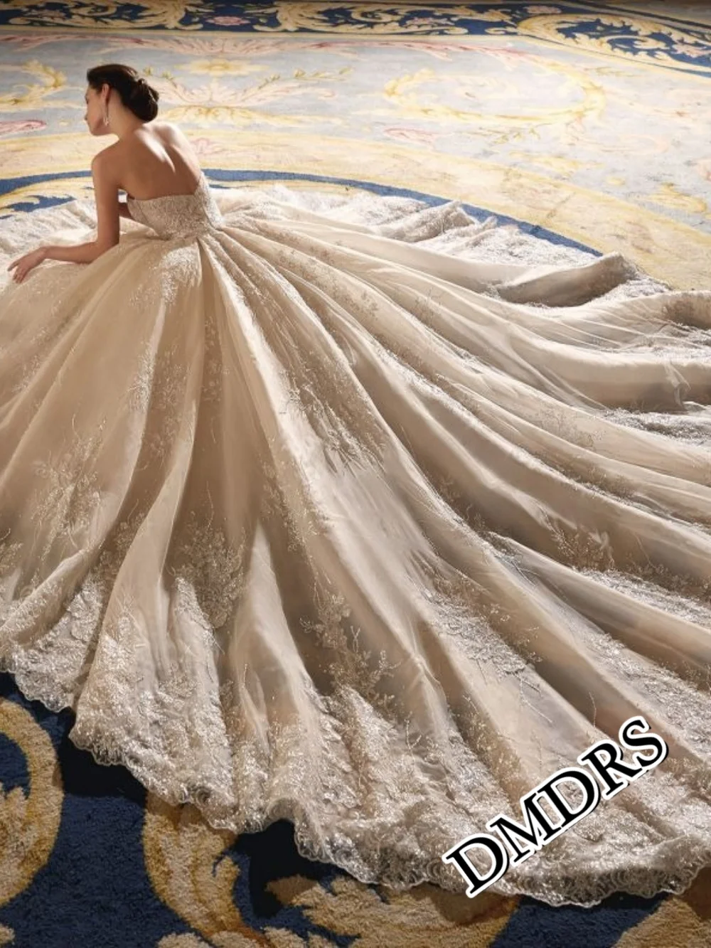 DMDRS Romantisches herzförmiges Hochzeitskleid, klassische A-Linie-Brautkleider, formelle, applizierte, bodenlange Brautkleider, Vestidos De Novi