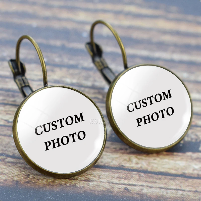 

Personalized Vintage Earrings Customized Earrings Friend Photos Baby Mom Lover Customized Cabochon Glass Earrings Gift