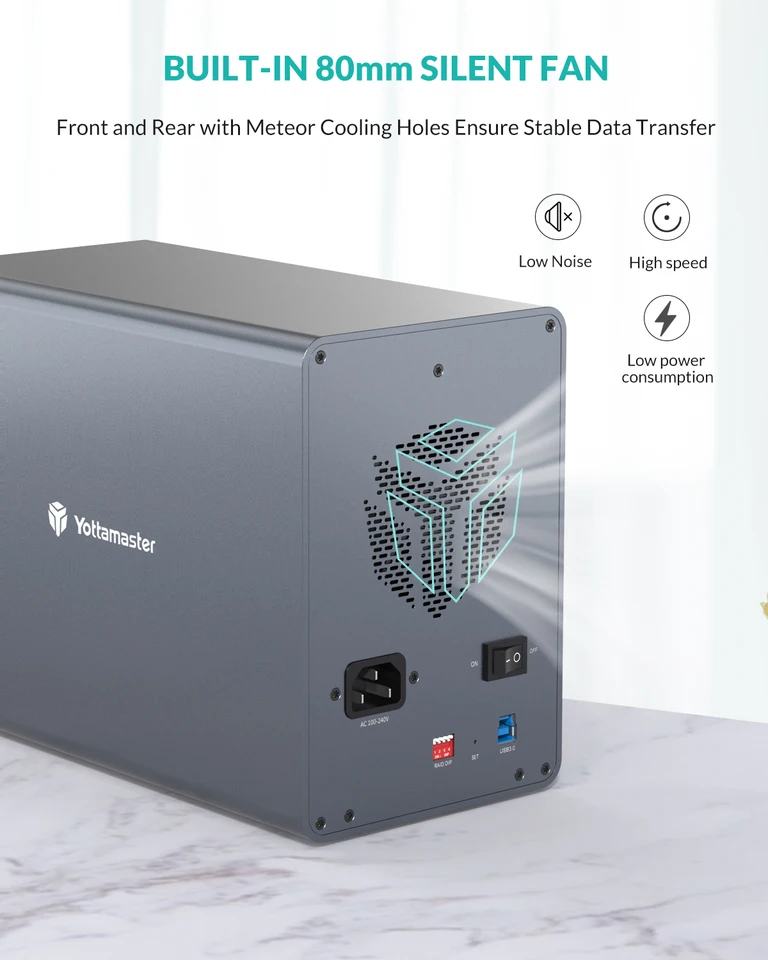 Yottamaster 5-Bay RAID HDD Enclosure 80TB Support