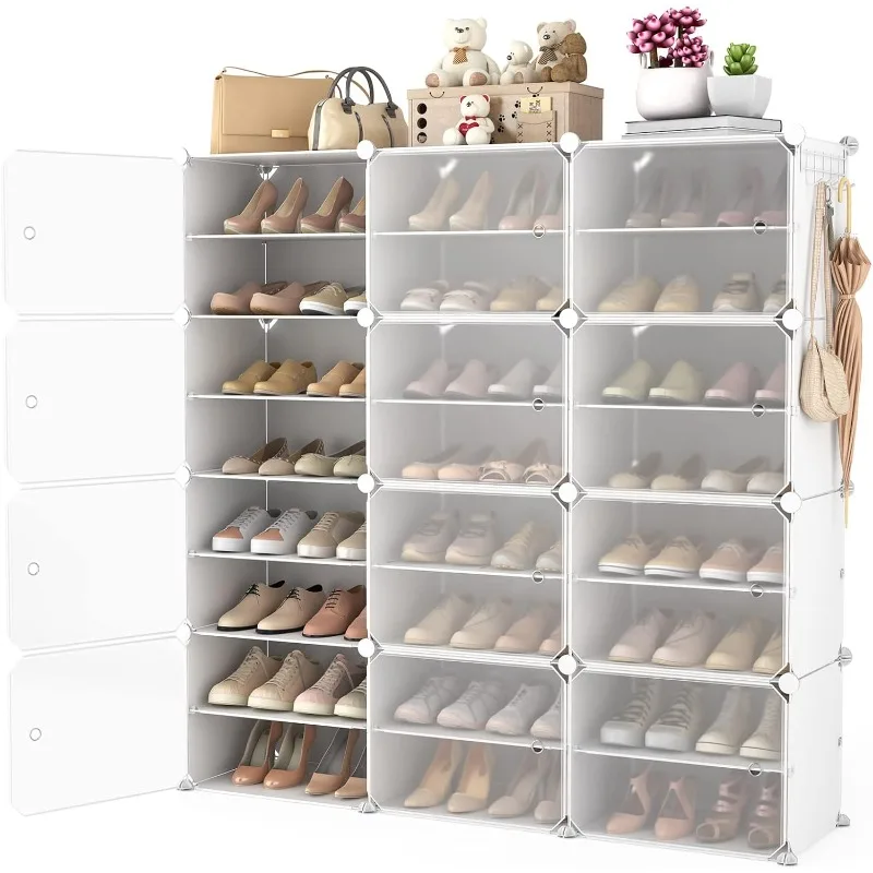 

Portable Shoe Rack Organizer with Door, 48 Pairs Storage Cabinet Easy Assembly