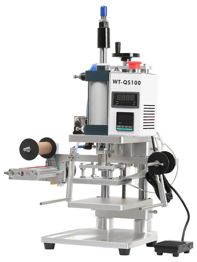 WT-Q100/WT-QS100 Pneumatische Foliedruk Machine Desktop Leer Stempelen Hete Pers Embossers Warmte Persmachine 220 V/110 V - afbeelding 2