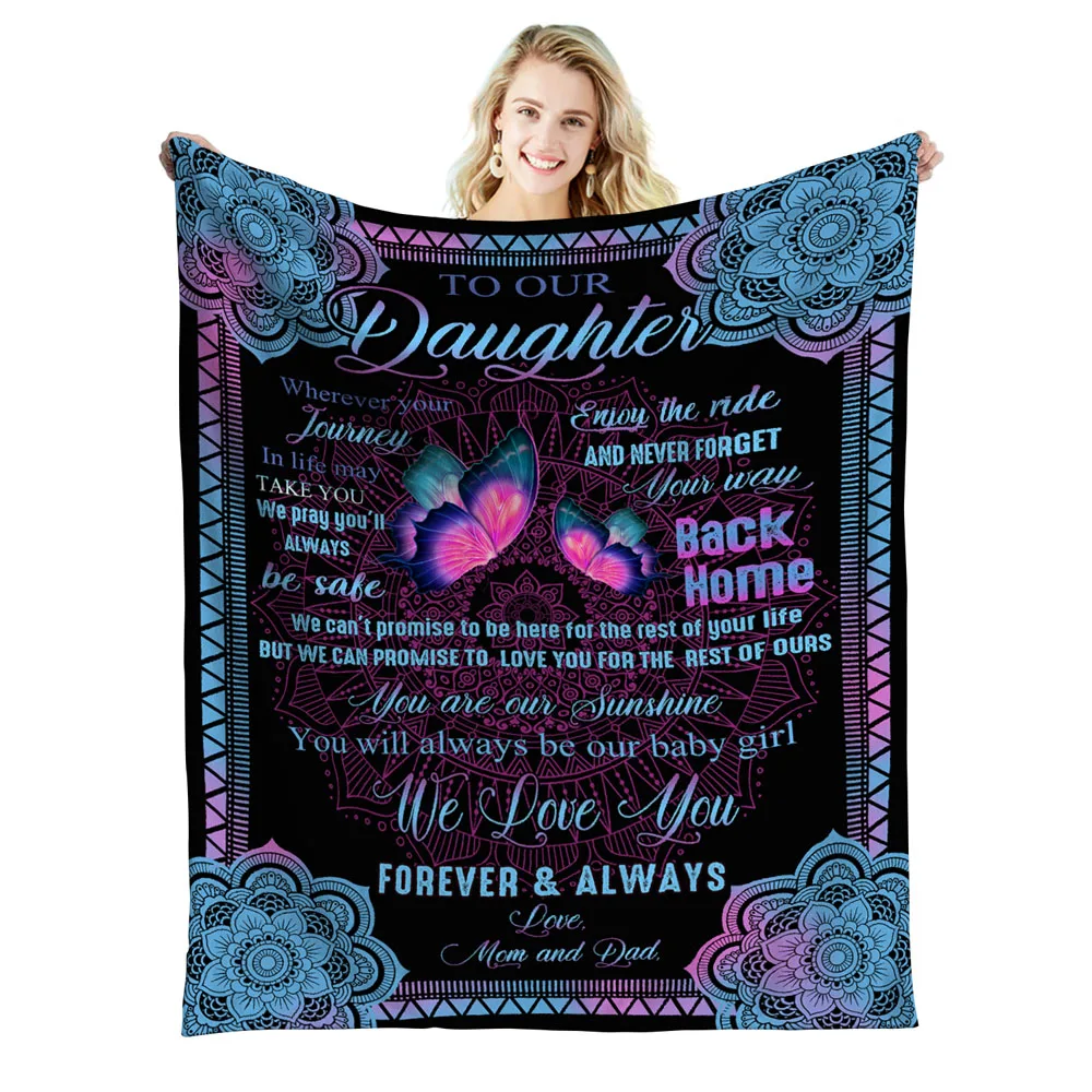 

Daddy's Blanket for Daughter Always Remember How Much I Love You Butterfly Flower Sofa Bed Blanket