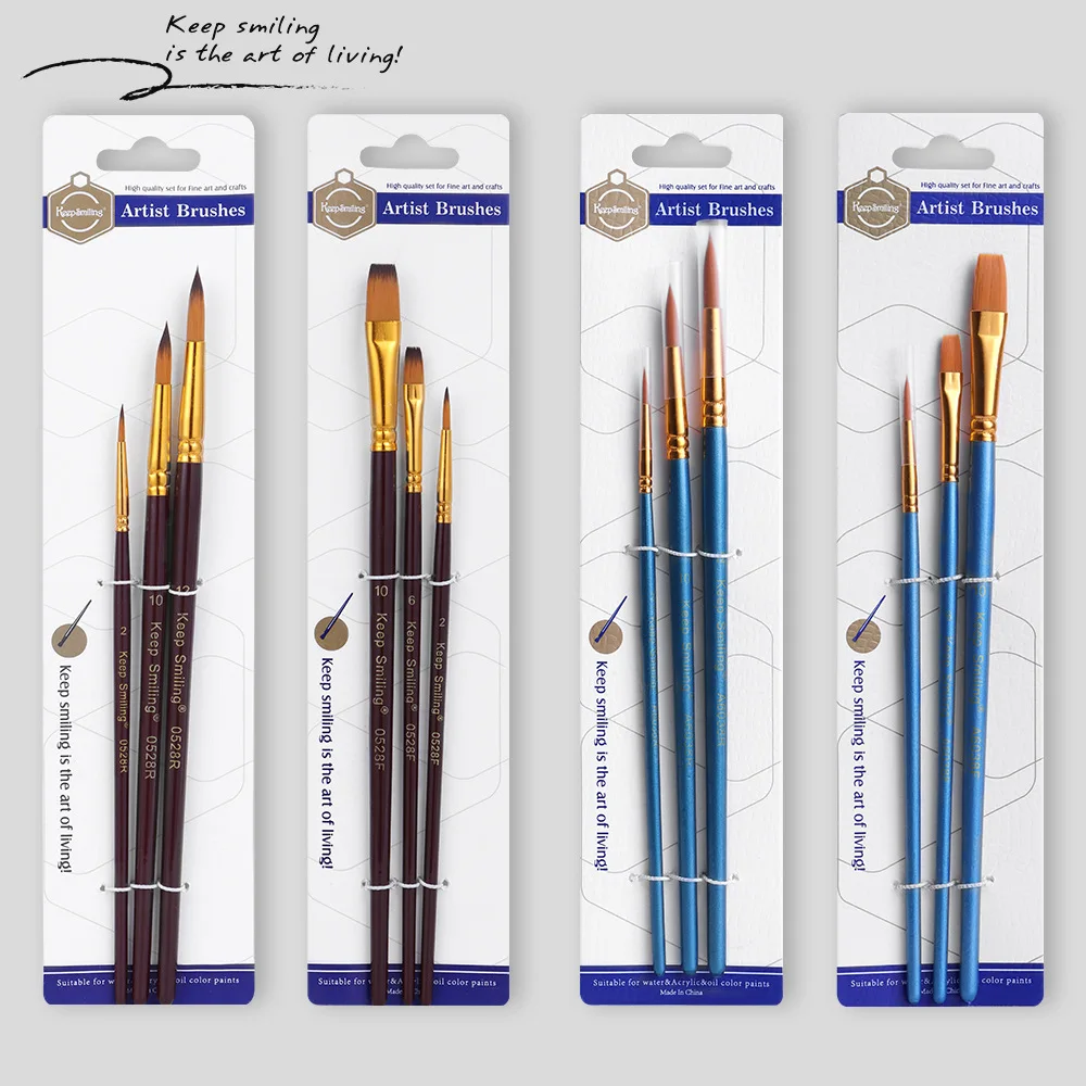 

3 шт./компл. нейлоновые кисти для волос для акриловой акварельной живописи гуашью, многофункциональные детали, круглые плоские наборы для художника, товары для рукоделия