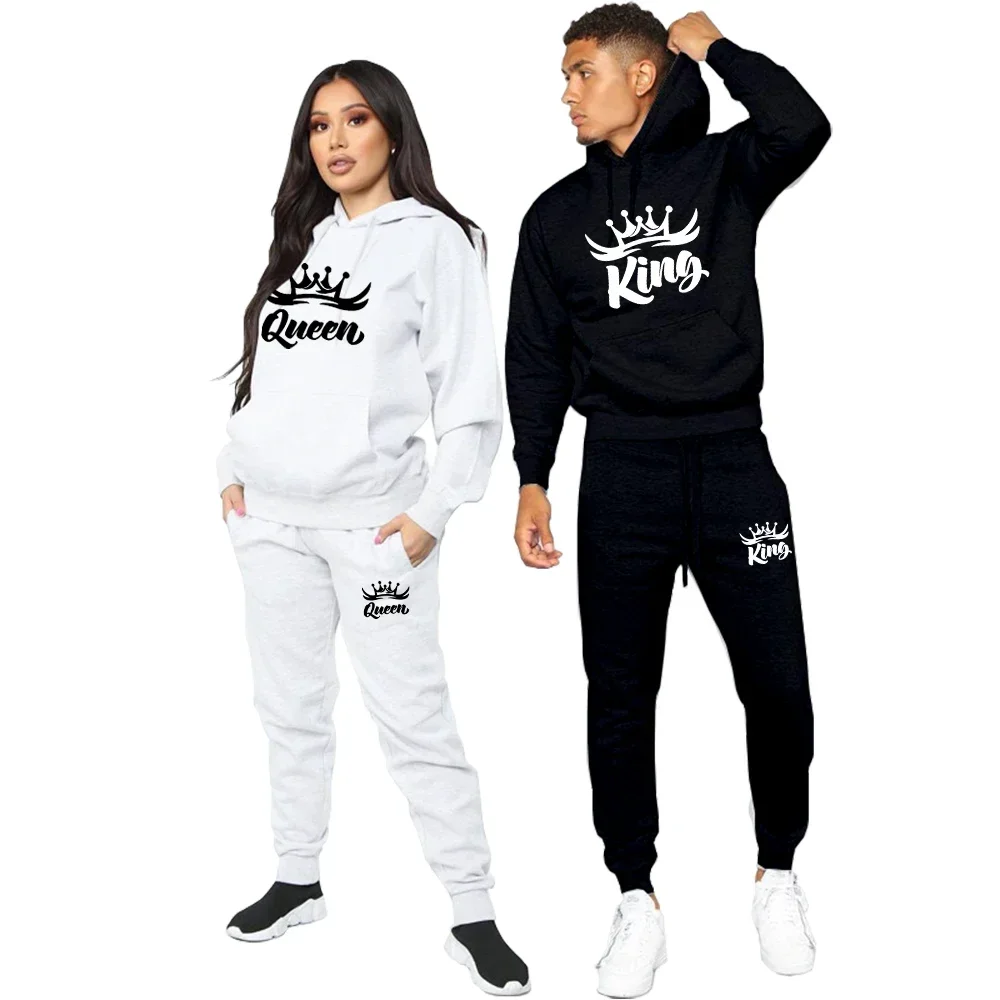 

Couple Hoodies Sportwear Set Lover Tracksuit Hoodie and Pants 2 Piece Hoodi Suits 2024 Fashion Mens Designer Clothes