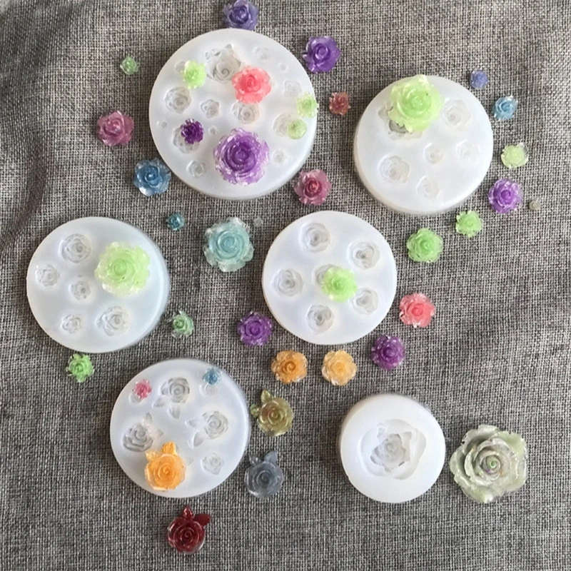 Moules en Silicone pour ornement petites fleurs, 6 Styles, bijoux en époxy, moule à pendentif en résine moulée, adapté à