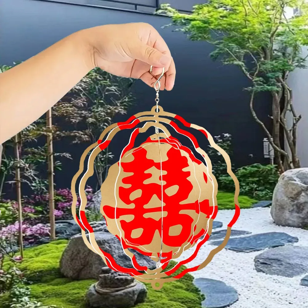 CIFBUY 3D Reflective Wind Chimes Spinning Bird Repellent Garden Decor Outdoor Hanging Hook Ornament