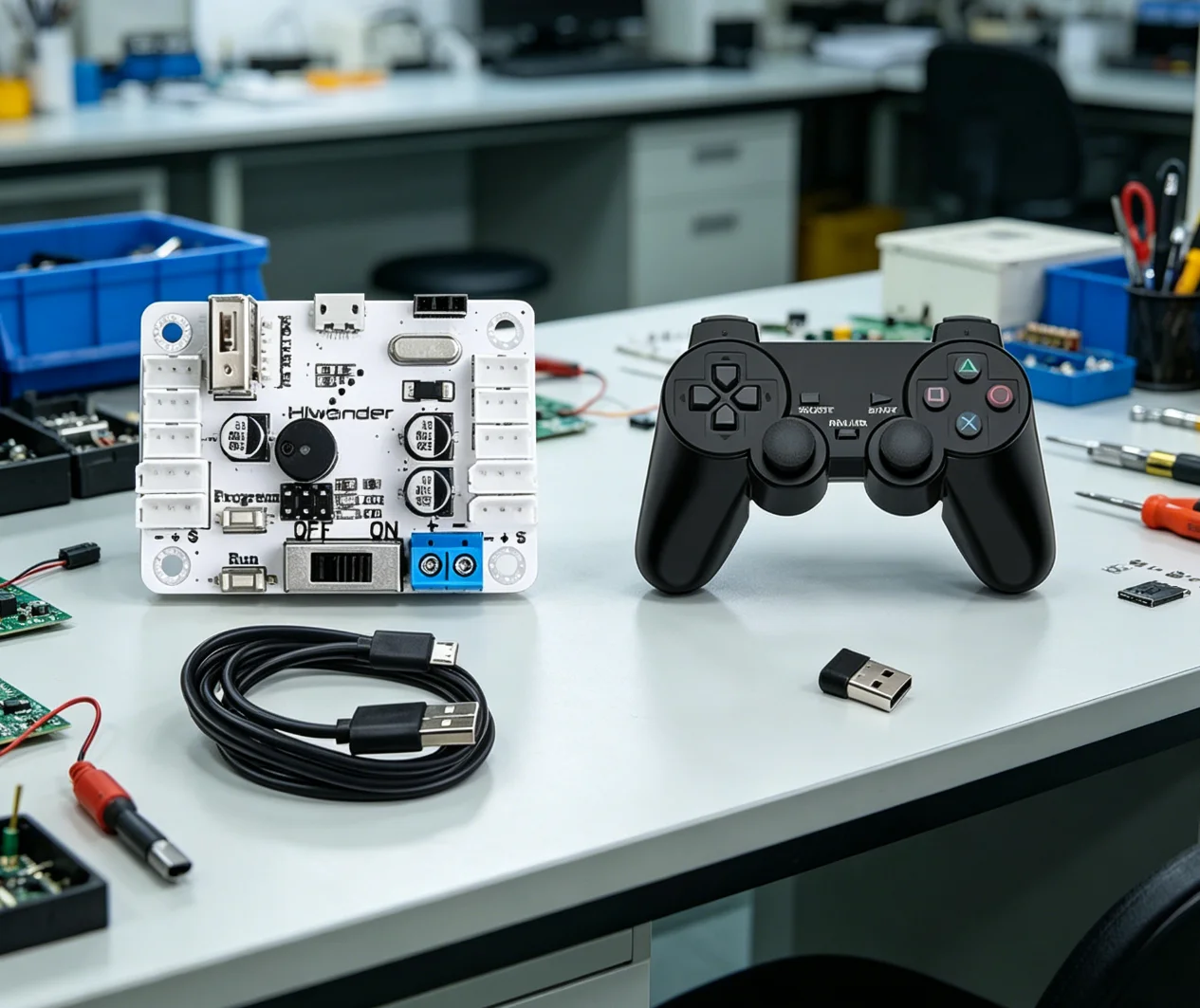 

PS2 Controller & USB Receiver Combo, Hiwonder Serial Bus Servo Board for DIY Robotic Arms