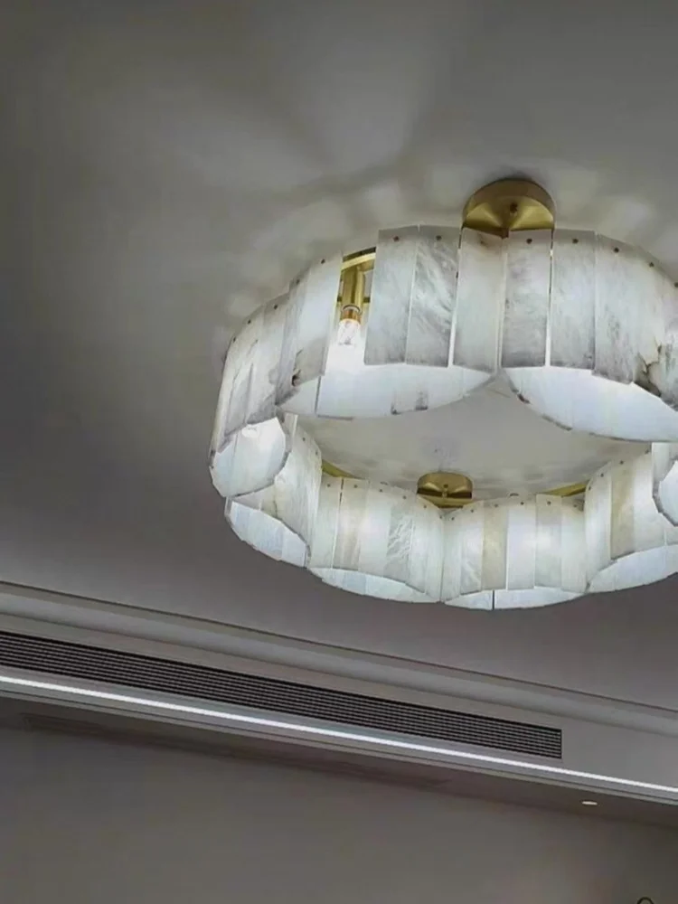 Modern Light Luxury Natural Marble Ceiling Pendant Lamps Home Decor Appliance Hanging Lamps Brushed Matte Gold Lighting