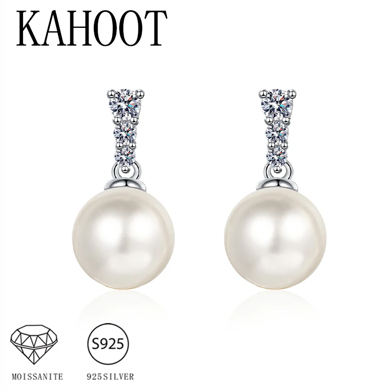 S925 Silver 0.1ct Pearl Pendant Moissanite Earrings Simple European and American Suitable for Women Wedding Holiday Gifts