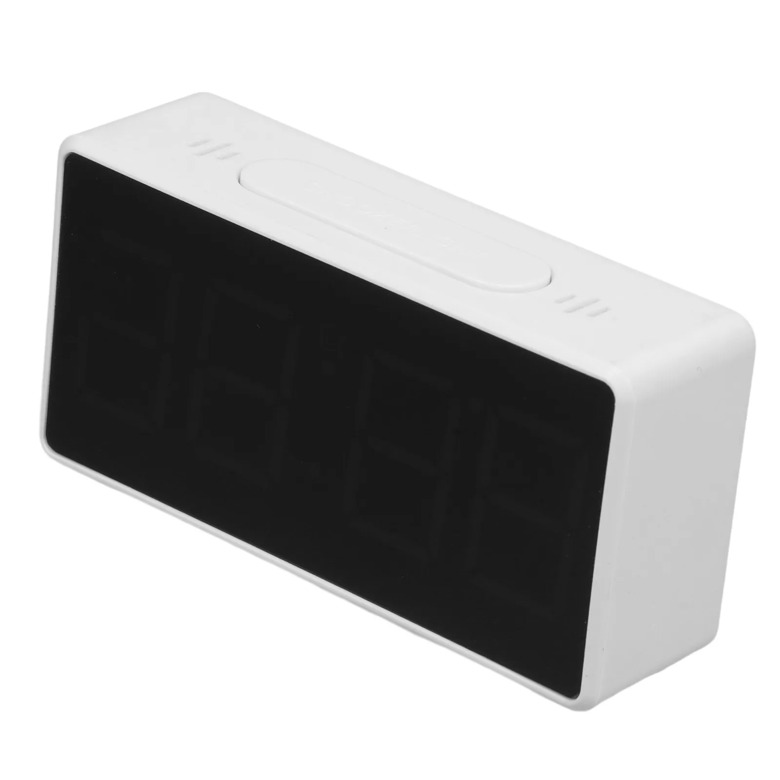 LED Simple White Bedside Clock Mirror Surface Digital Alarm Clock Temperature Display Snooze Setting Multifunction