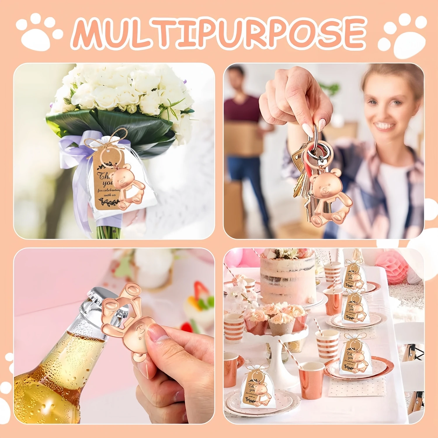 15 Stück/5 Sets Goldener Bären-Schlüsselanhänger Flaschenöffner Geschenk, geeignet für Geburtstagsfeiern, Halloween, Weihnachten und Party-Geschenksets – Detail 7