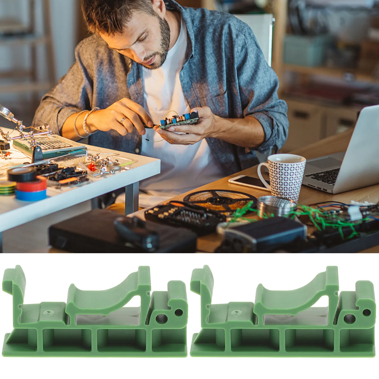 20Pcs Din Rail Carrier Clip Nylon Pcb Holder Mounting Bracket for Circuit Boards Electronic Devices Secure Fastening DIY