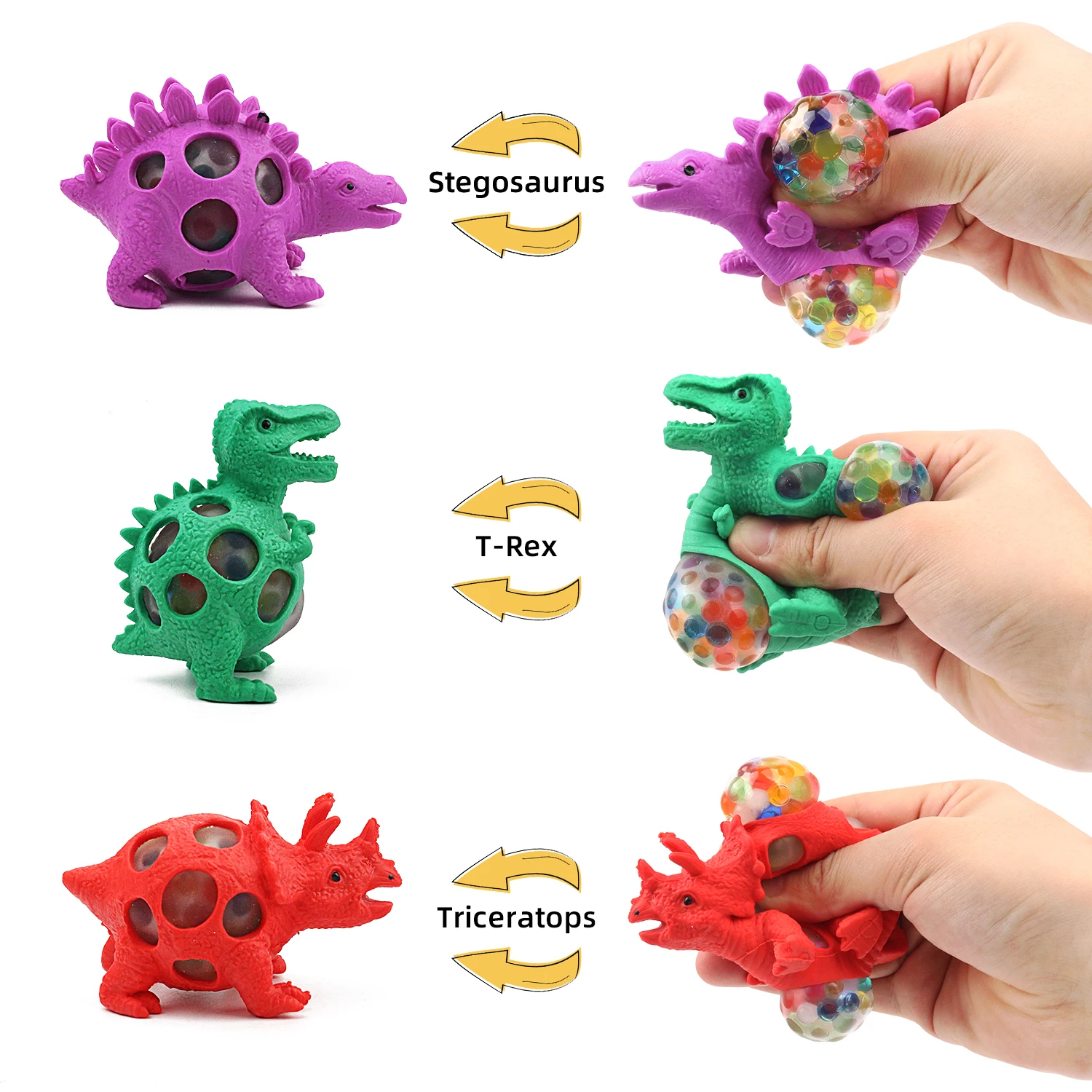 Venting Dinosaurs Squeezing and Squeezing Grape Beads Ball, Tricking to Reduce Stress, Carrying Bored Balls with You