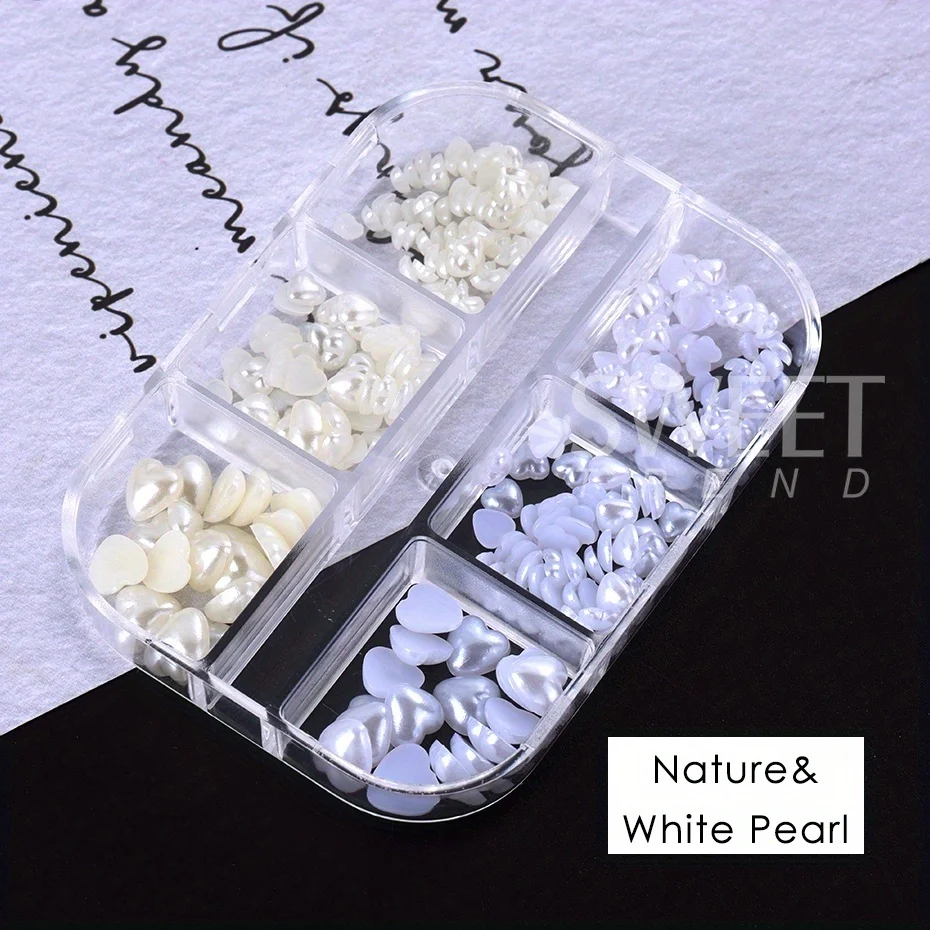 6 Siatki Brzoskwiniowe Serce Perłowe Charms Biżuteria Naturalne Białe Koraliki Flatback Craft Decor Letnie Eleganckie Akcesoria Ślubne Ozdoba