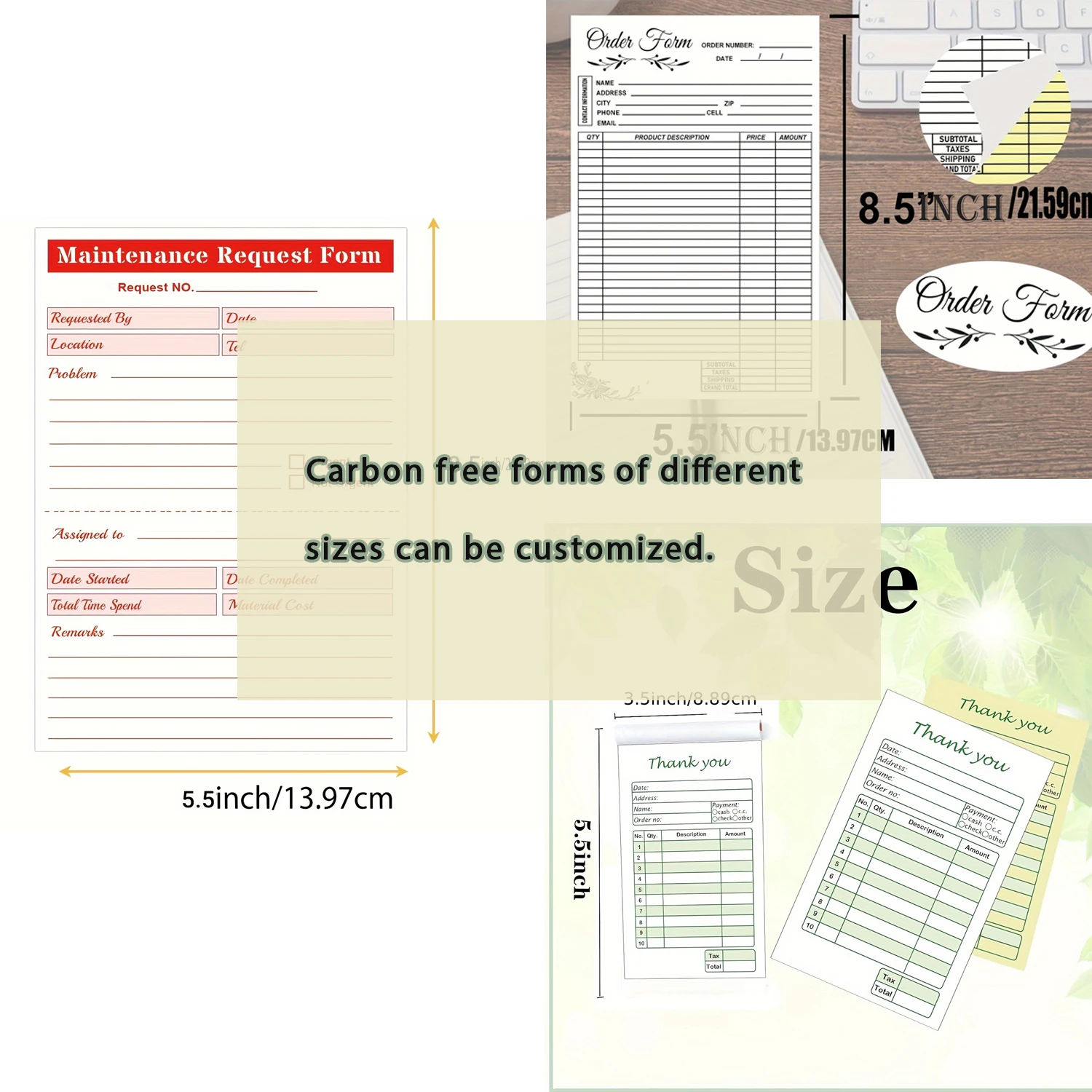 Customized Carbon Free Form Sales Receipt Form Order Invoice Book Office Supplies Invoice