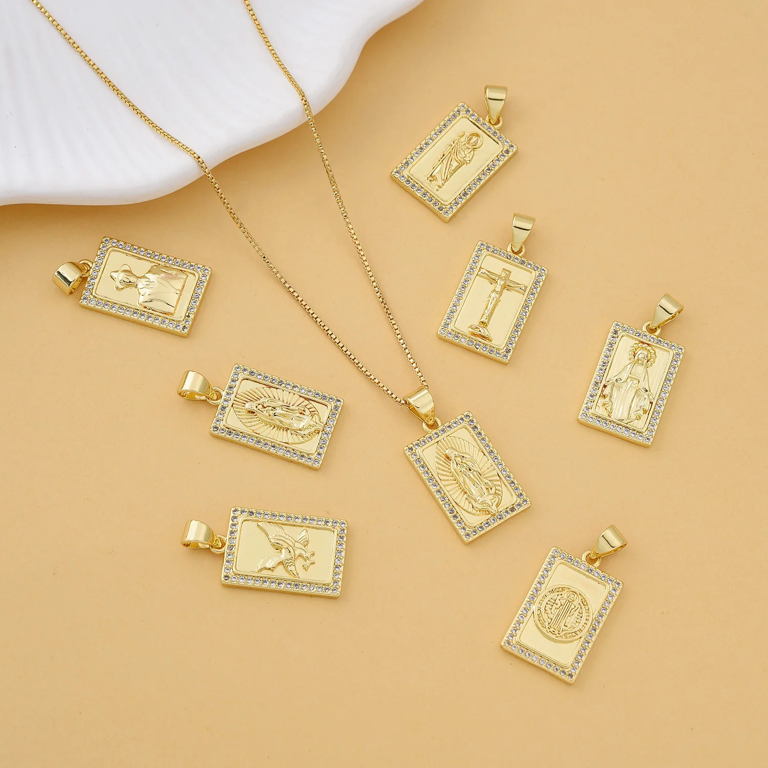 5pc European and American Style Madonna Portrait Cross Pendant Accessories DIY Pearl Necklace Jewelry Making Materials Wholesale