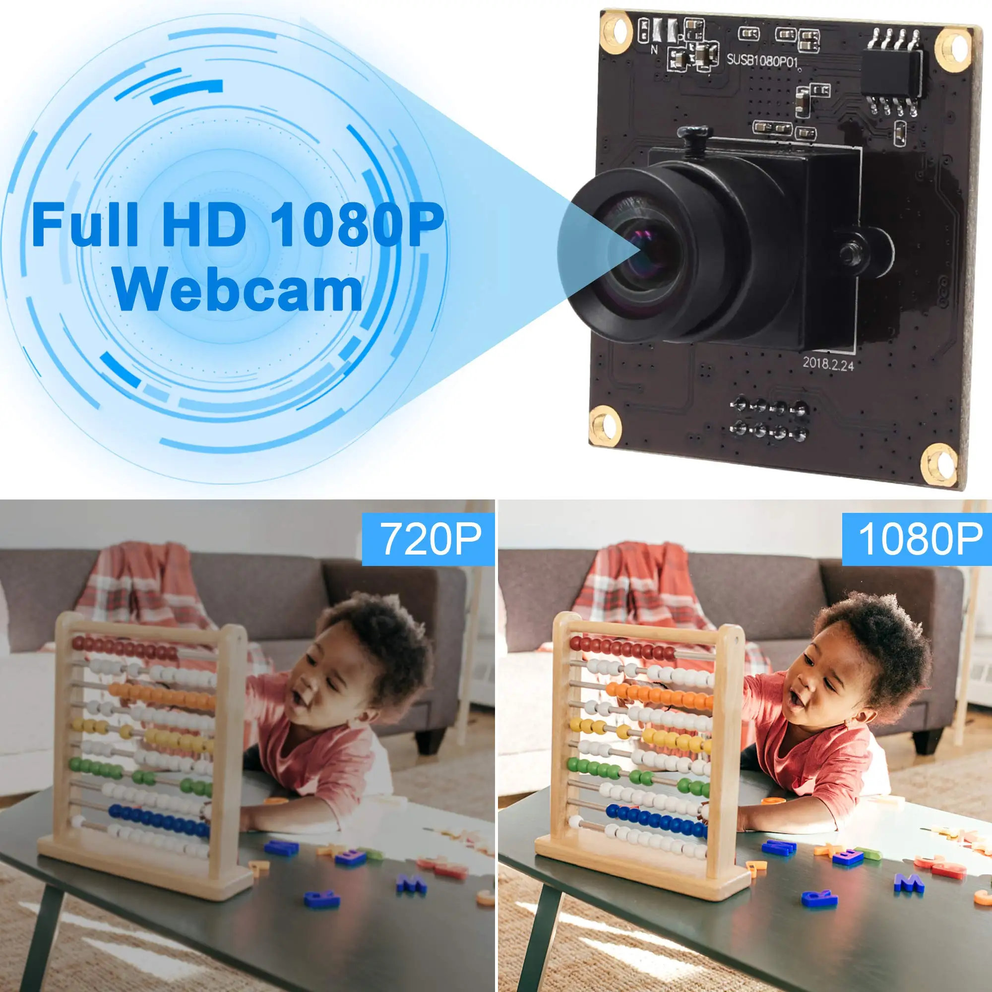 ELP 1080P USB3.0 Camera Module High Speed 50fps PC Webcam 2MP IMX291 Mini Industrial Lightburn Camera