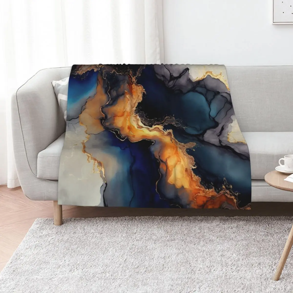 Volcanic Waves - Abstract Alcohol Ink Resin Art Throw Blanket Soft Beds Sofa Quilt Flannel for sofa Bed covers Blankets