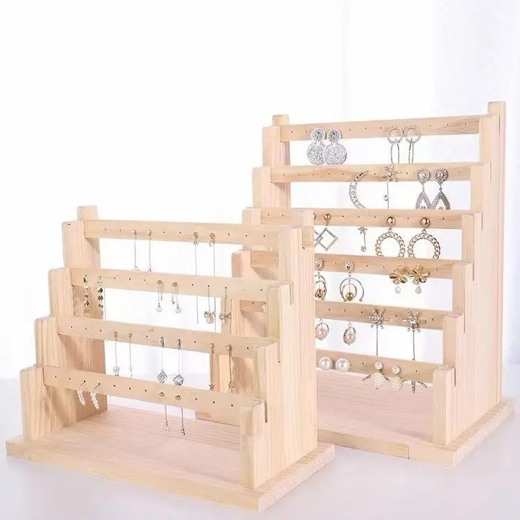 Solid Wood Earring Rack Earnail Hanger Household Ear Clip Paper Jam  Storing Props Bracelet Earrings Jewelry Display Ornaments