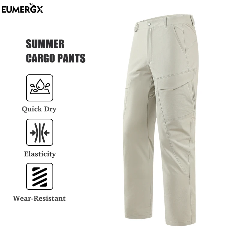 

EUMERGX Men's Women's Cargo Pants Unisex Hiking Climbing Trekking Trousers Summer Elastic Waterproof Quick Drying Work Pants