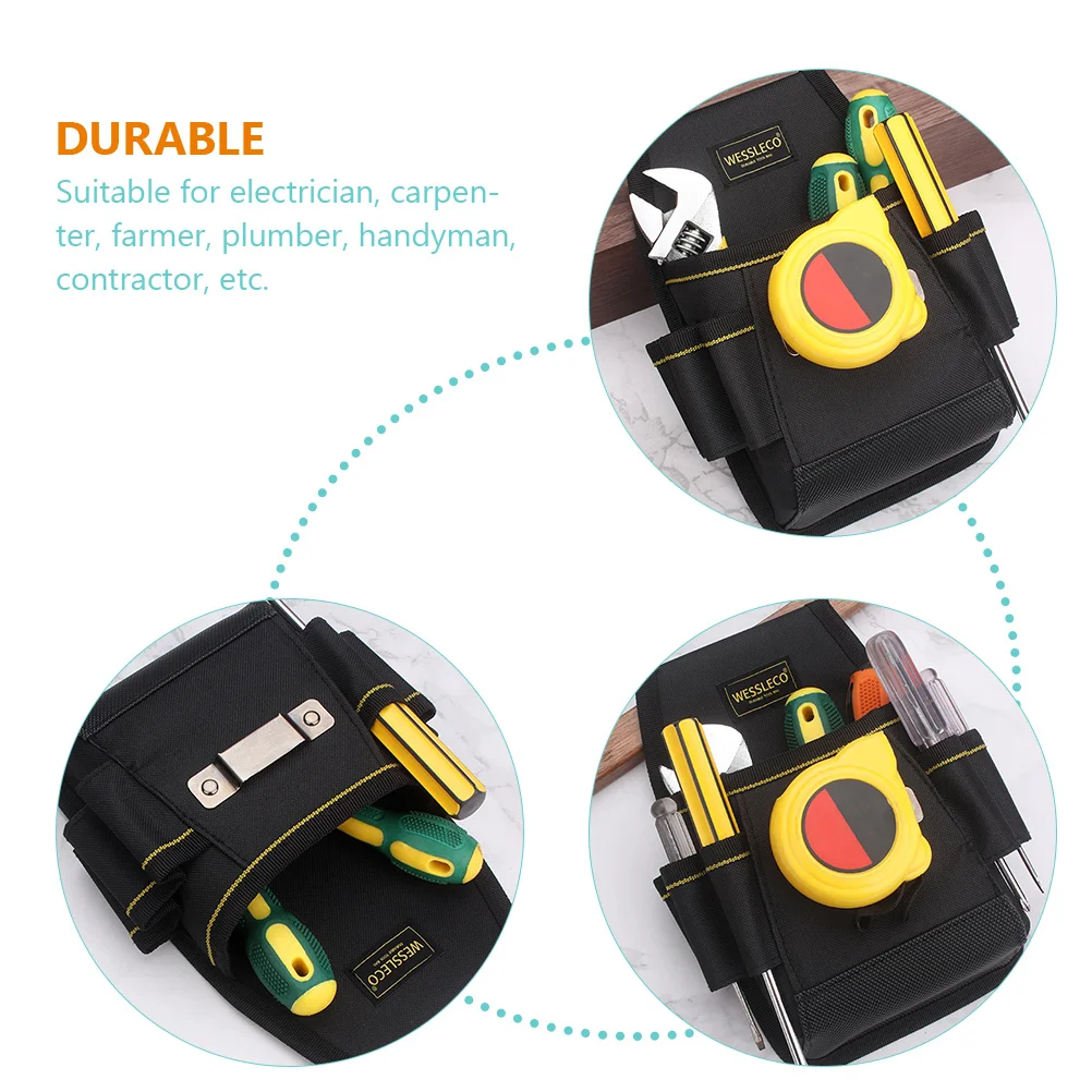 Pull Rod Laptop Tool Bag One-shoulder Mobile Phone Pouch with Belt Clip LED Light Bulb