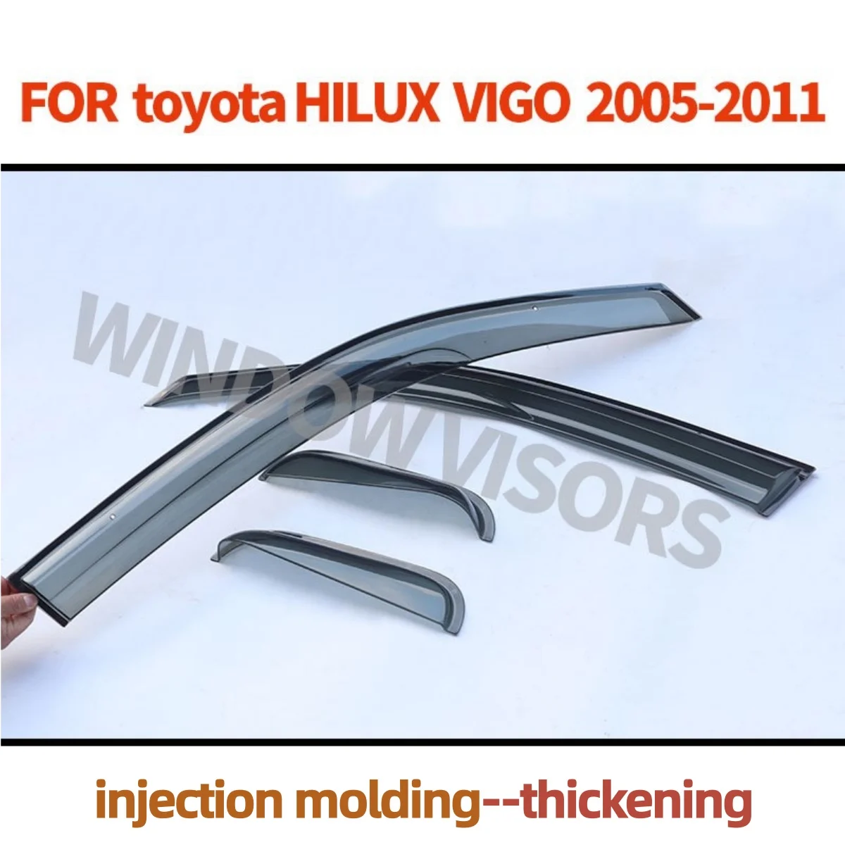 PC Window Visor 3D Stainless Chrome Wind Rain Sun Guard Deflectors For Toyota Hilux Vigo 2005-2014 Ventvisor Vent Shades