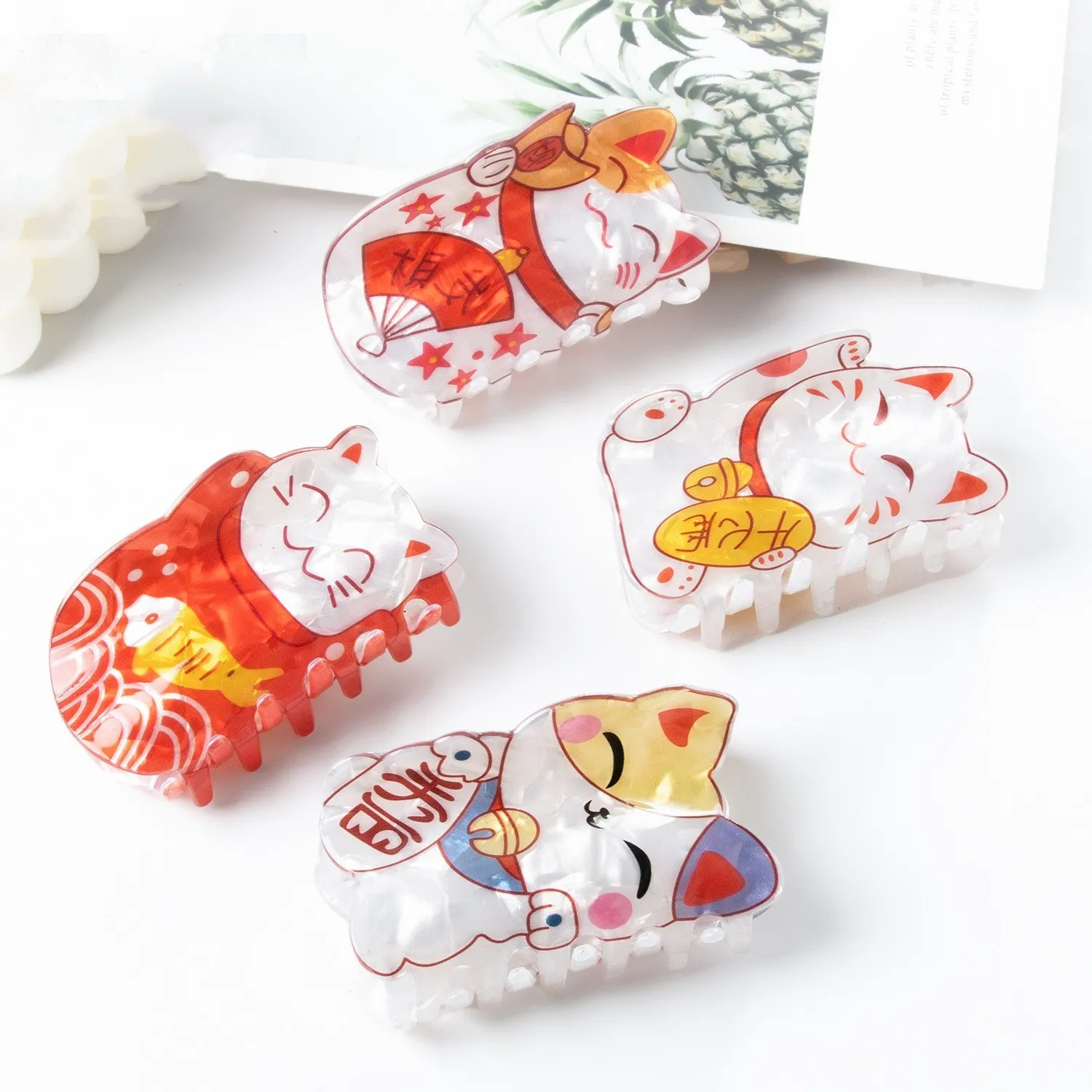 Muweordy New Fortune Cat Hair Clips Cartoon Claw Clip Cute  Animal Hair Claw Popular Girl Catches Ins Same Hair Accessories