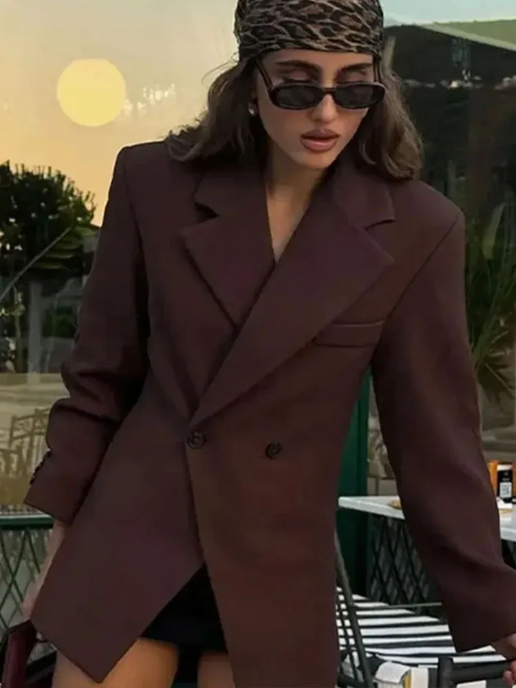 

HH Woman Casual Lapel With Pocket Office Blazer 2024 Fashion Female Cuff Buttons Long Sleeve Jacket High Street Streetwear