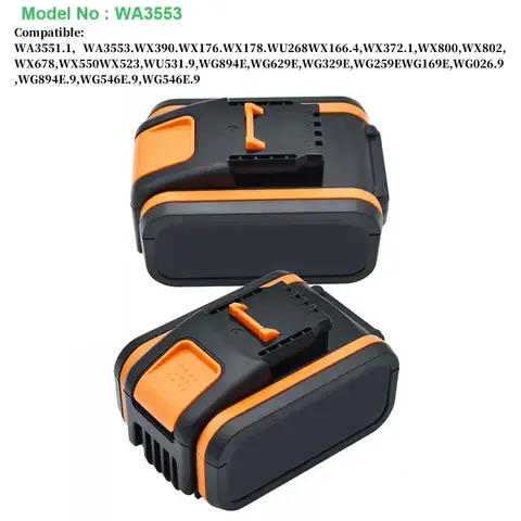 For Worx 20V 4.0/6.0/8.0/10.0Ah Rechargeable Li-ion Battery WA3551 WA3551.1 WA3553 WA3641 WX373 WX390 Electric Tool With Charger