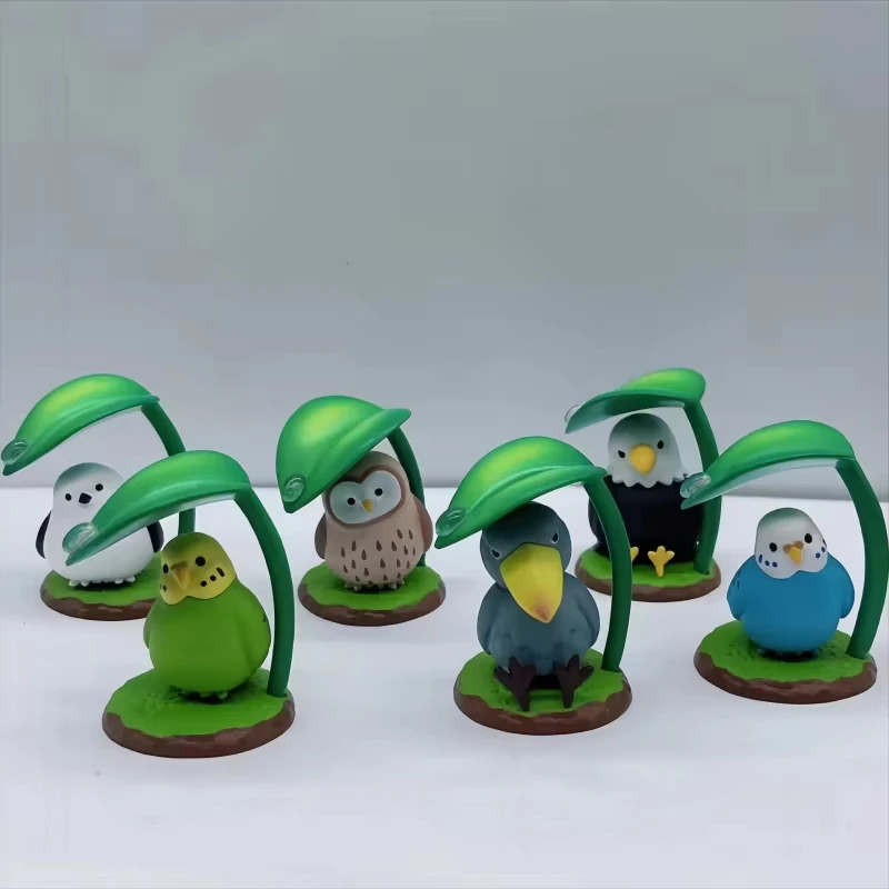

Hiding Rain Bird Blind Box Anime Action Figure Cute Mascot Birds Budgerigar Owl Shoebill Eagle Desktop Decoration Girls Gifts