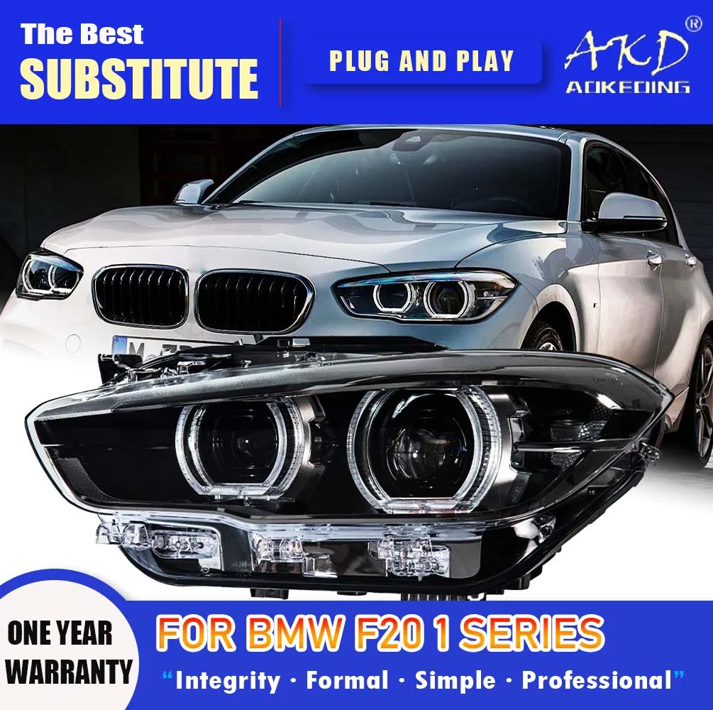 

AKD Head Lamp for BMW F20 LED Headlight 2015-2018 Headlights 1 Series 116i 118i DRL Turn Signal High Beam Angel Eye Projector