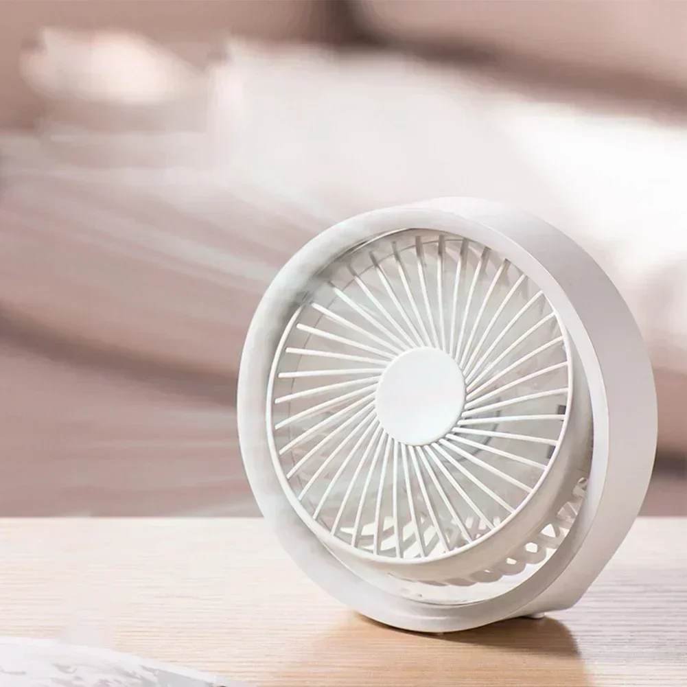 

360° Rotate Table Fan Strong Airflow Portable Fan Quiet Three Speed Wind Force Built-in LED Light For Home Offices