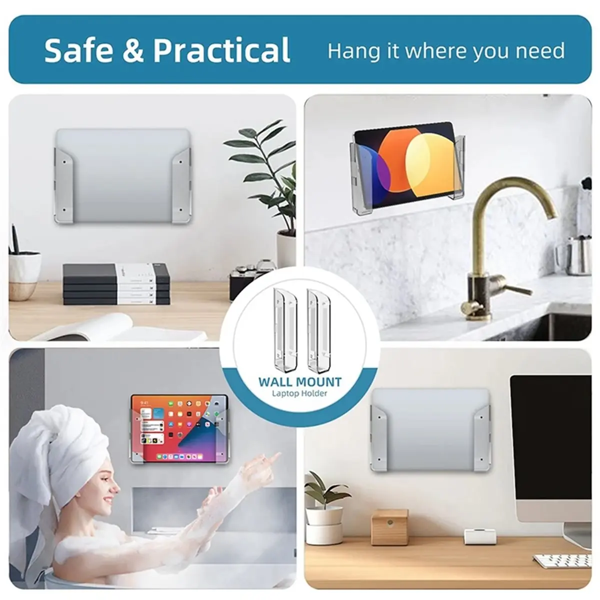 Under/Wall-Mounted Table Laptop Storage Stand Laptop Rack Charging Stand Tray Organizer Desktop for Tablet Stand