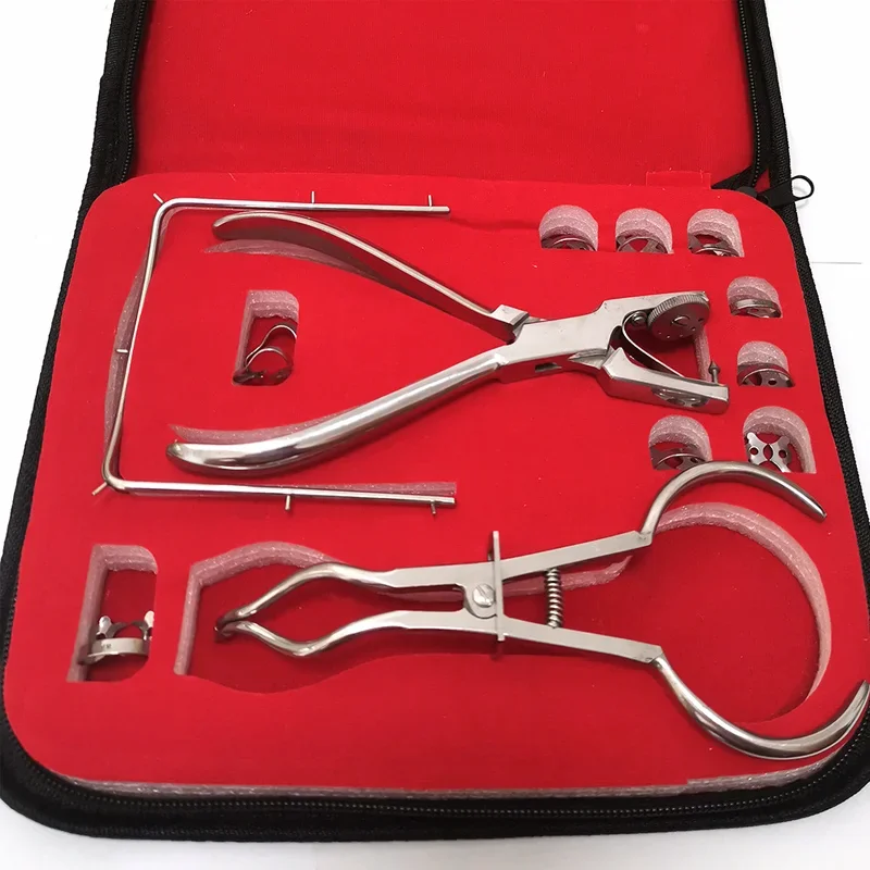 Dental Procedures Comprehensive 12-Piece Set Dentistry Rubber Dam Perforator Puncher Pliers Precise Dam Clip Orthodontic Tools