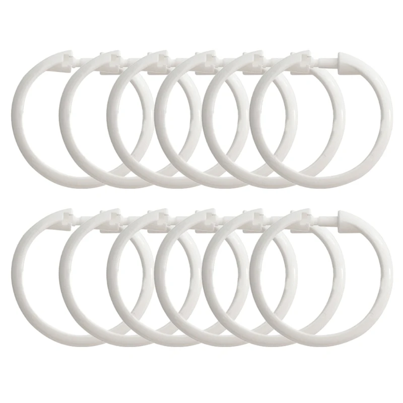 12Pcs Circular Plastic Shower Curtain O Rings Duable Drape Loop Hooks for Bathroom Gliding on Shower Rod Easy Closure J78C