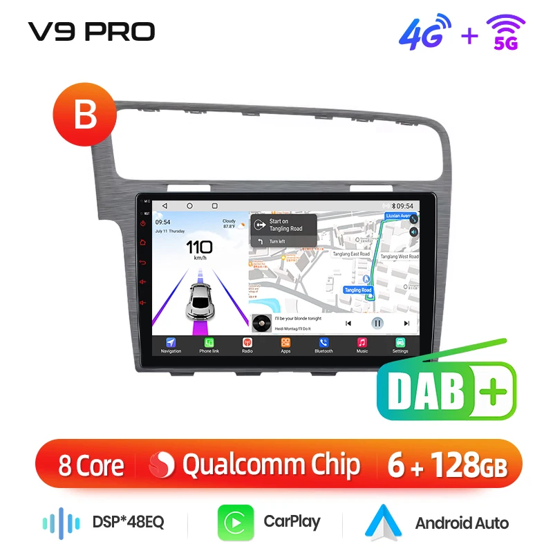 Junsun 8-Kern-Autoradio für Volkswagen VW Golf 7 2013-2017 mit integriertem 360-Grad-System ° Panorama-Kamera Kabelloses CarPlay Android Auto 4G LTE WLAN GPS-Navigation DSP RDS Lenkradsteuerung