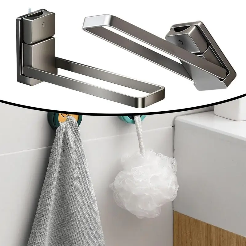 

Bathroom Folding Towel Rack Household Draining Rack Multifunctional Drill-free Storage Rack for Bathroom Towel Holder