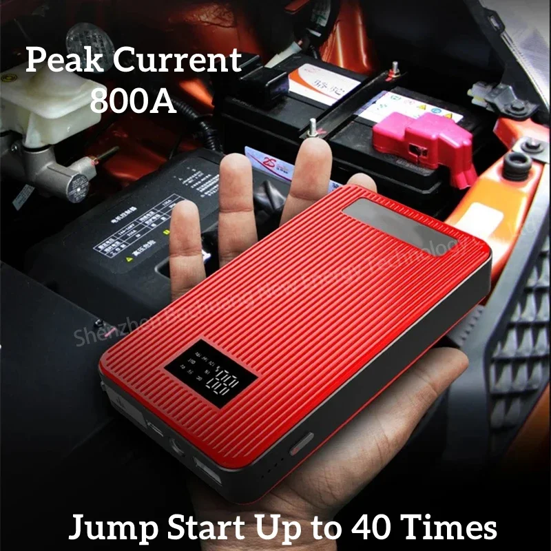 12V Car Jump Starter 24800mAh Power Bank Auto Starting Device 800A Car Battery Booster Emergency Buster For 3.0L Gas 2L Diesel