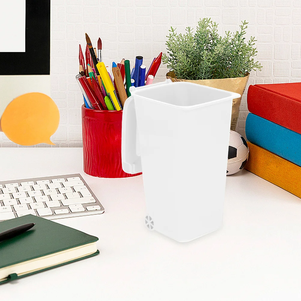 

2Pcs Mini Desktop Trash Can Covered Small Garbage Bucket Tabletop Waste Bin Pen Holder Office Use Desk Organizer