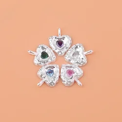 Korean fashion popular 925 sterling silver texture concave heart pendant DIY bracelet necklace light luxury accessories