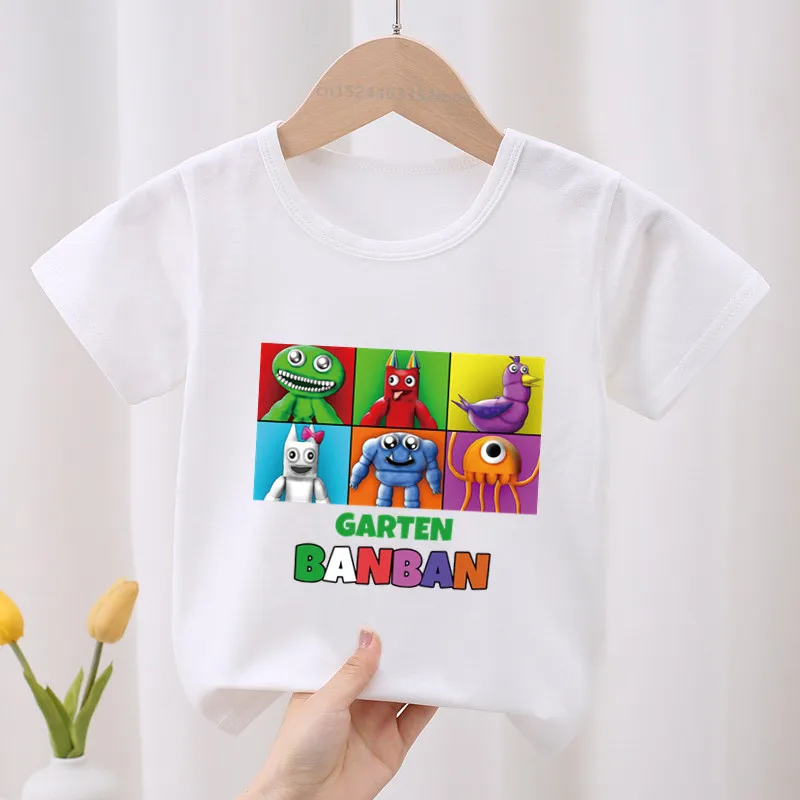 Garten of Banban Game Print Cartoon Kids T-shirt Children's Clothes Summer Baby Girls Tops Boys Short Sleeve White T shirts