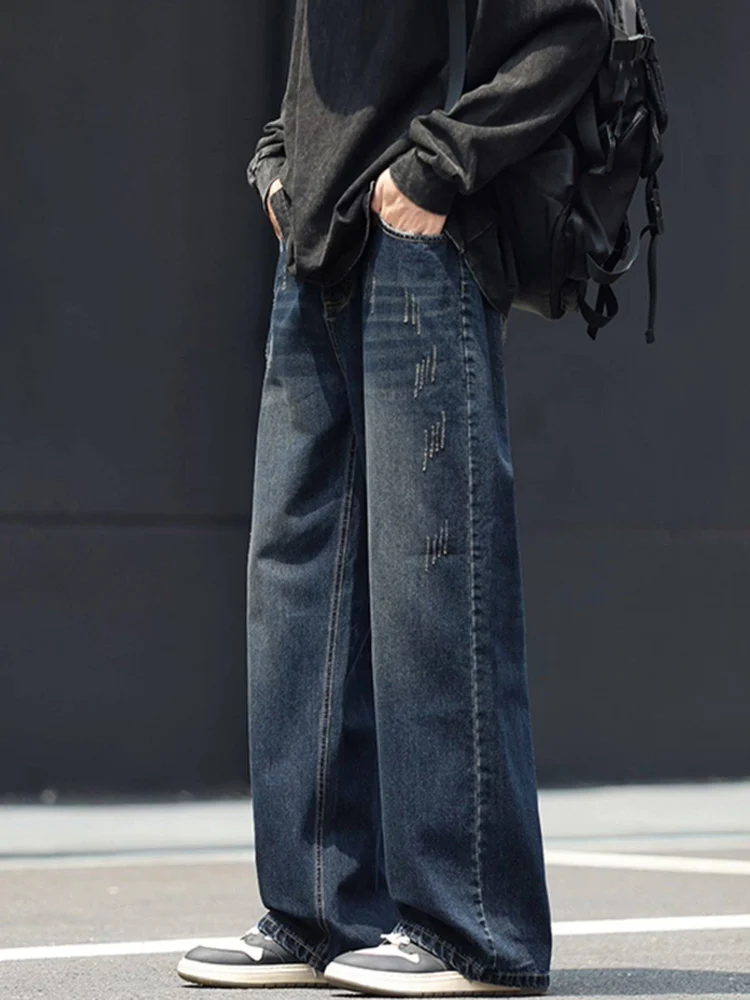 

American Retro Straight Leg Jeans Men's Spring Autumn New Trendy Loose Versatile Knife Long Pants Wear Resistant Casual Jeans